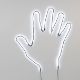 Lighting in shape of hands on a white wall.